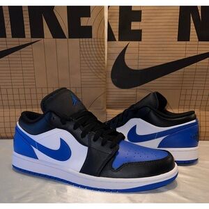 Mens Nike Air Jordan 1 Low White Royal Blue 11